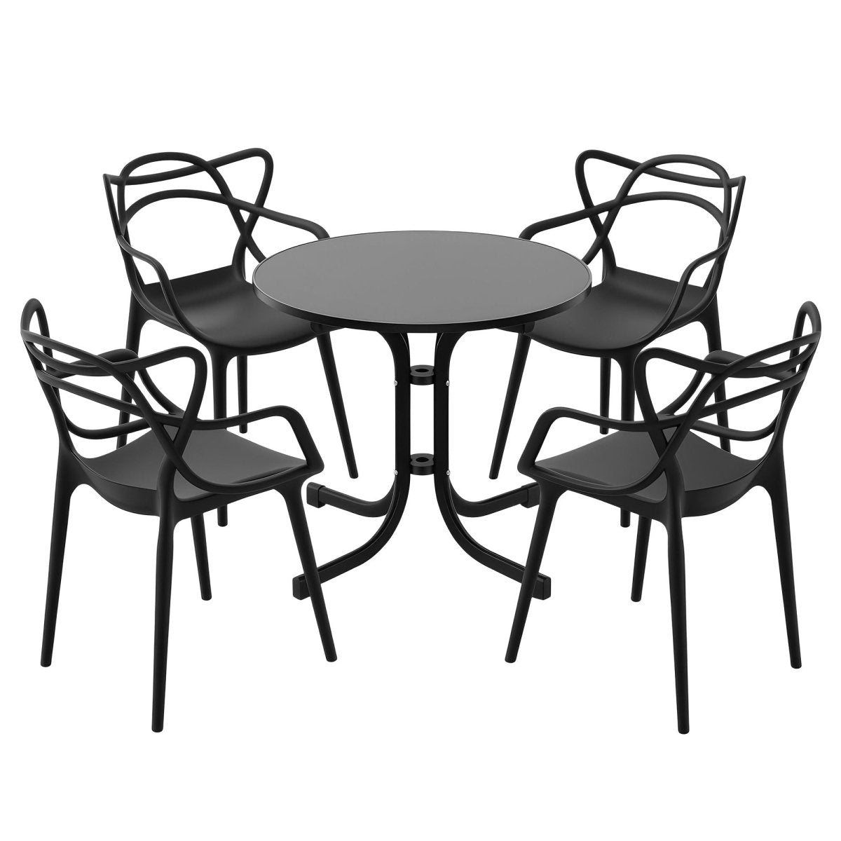 Gardeon 5PCS Outdoor Dining Set Table and Chairs Garden Patio Furniture Entwine Black | Furniture > Outdoor > Outdoor Dining Sets