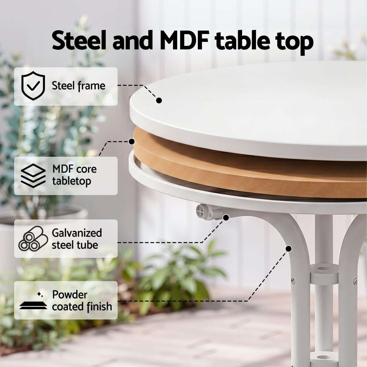 Gardeon 5PCS Outdoor Dining Set Table and Chairs Garden Patio Furniture Entwine White | Furniture > Outdoor > Outdoor Dining Sets
