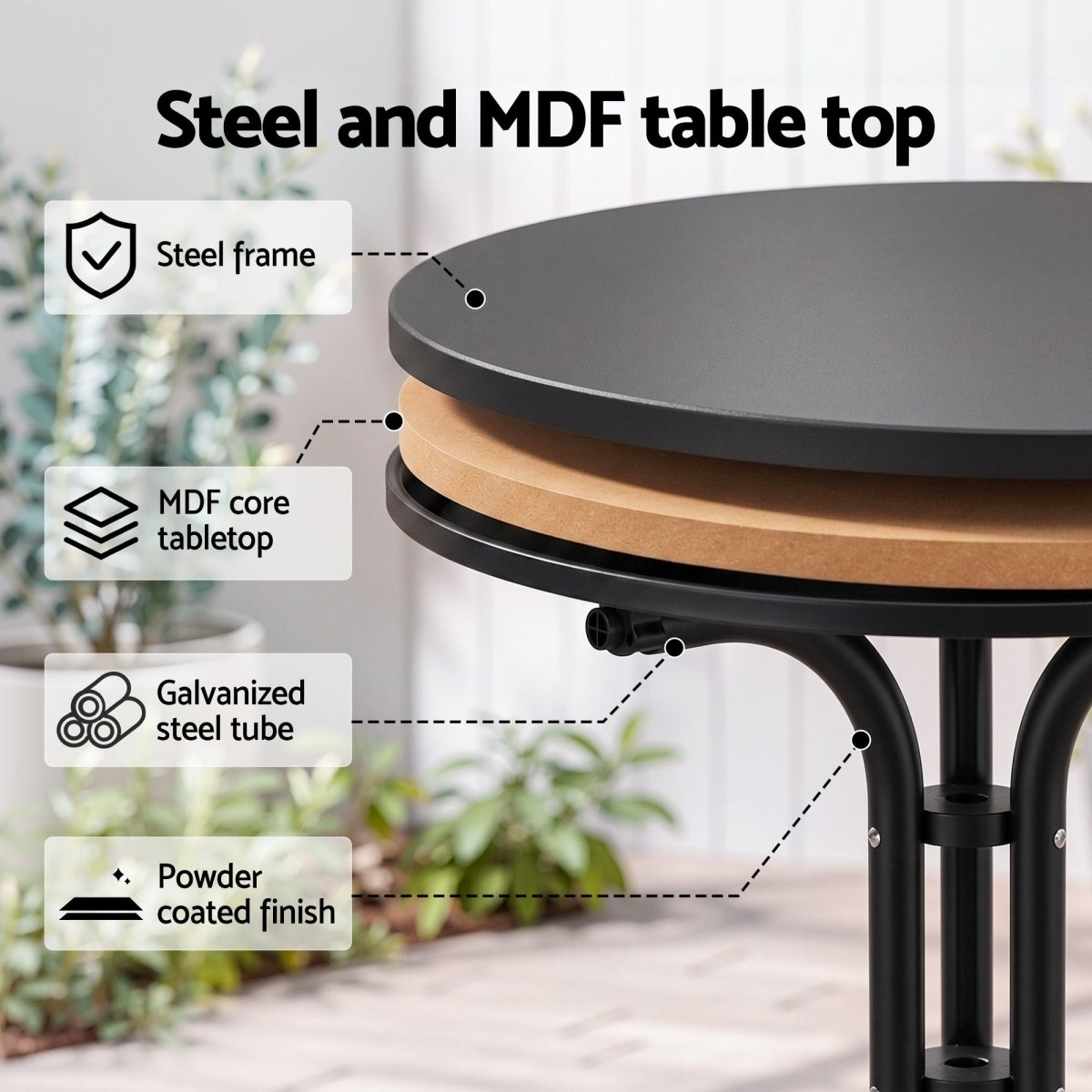 Gardeon 5PCS Outdoor Dining Set Table and Chairs Patio Furniture Garden Diamond Black | Furniture > Outdoor > Outdoor Dining Sets