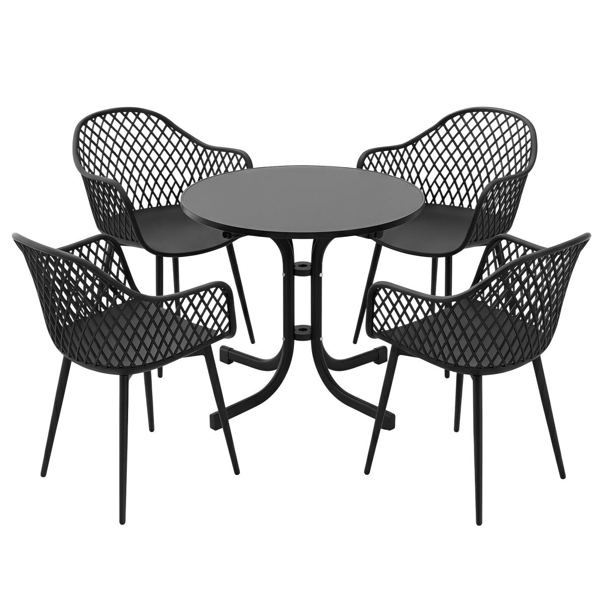 Gardeon 5PCS Outdoor Dining Set Table and Chairs Patio Furniture Garden Diamond Black | Furniture > Outdoor > Outdoor Dining Sets