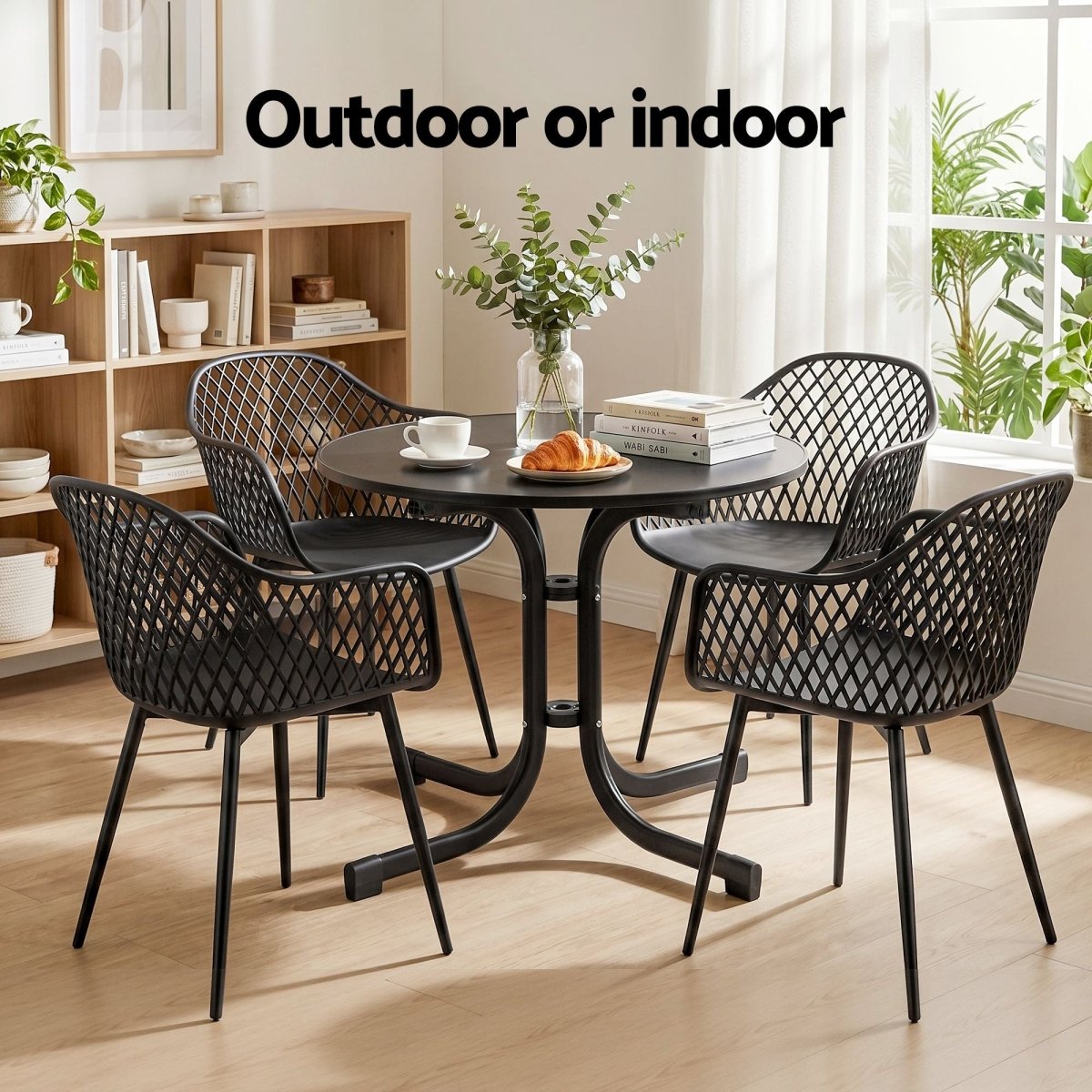 Gardeon 5PCS Outdoor Dining Set Table and Chairs Patio Furniture Garden Diamond Black | Furniture > Outdoor > Outdoor Dining Sets