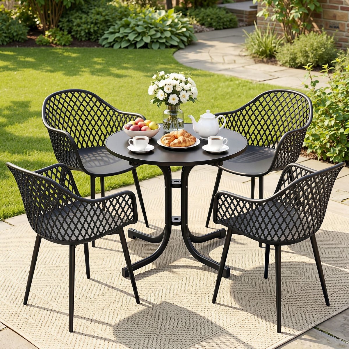 Gardeon 5PCS Outdoor Dining Set Table and Chairs Patio Furniture Garden Diamond Black | Furniture > Outdoor > Outdoor Dining Sets
