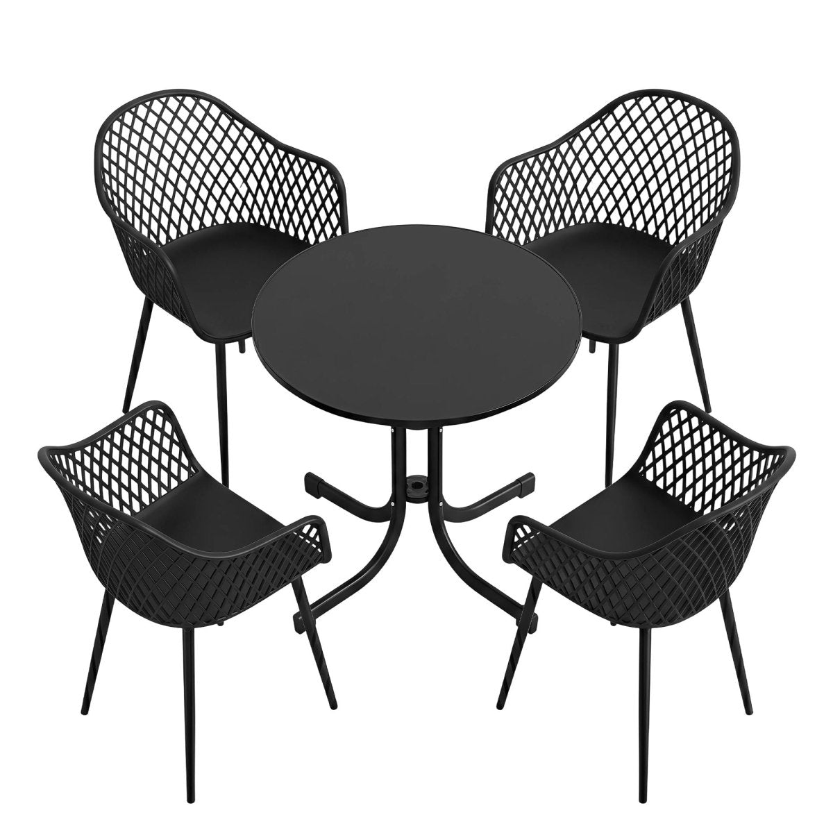 Gardeon 5PCS Outdoor Dining Set Table and Chairs Patio Furniture Garden Diamond Black | Furniture > Outdoor > Outdoor Dining Sets