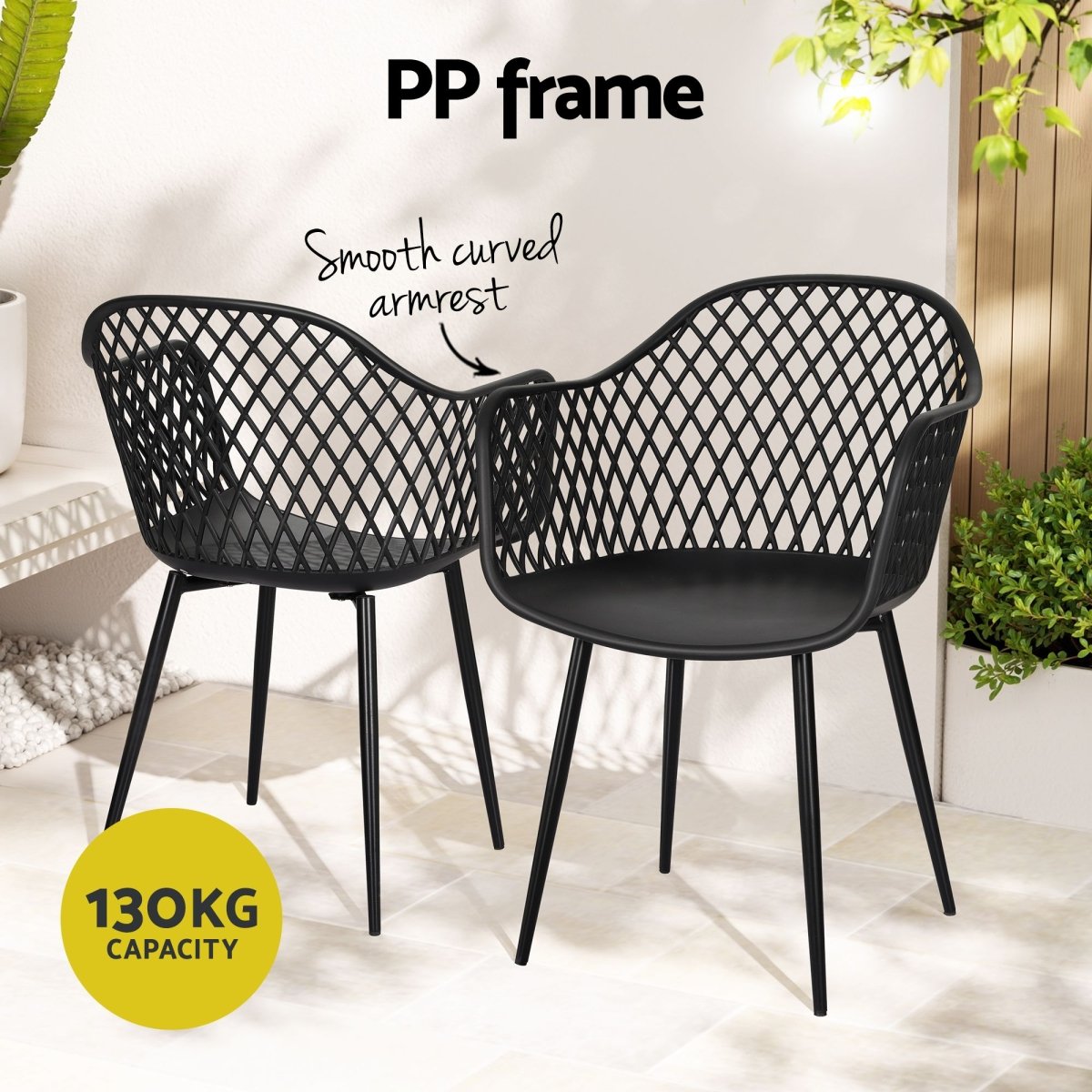 Gardeon 5PCS Outdoor Dining Set Table and Chairs Patio Furniture Garden Diamond Black | Furniture > Outdoor > Outdoor Dining Sets