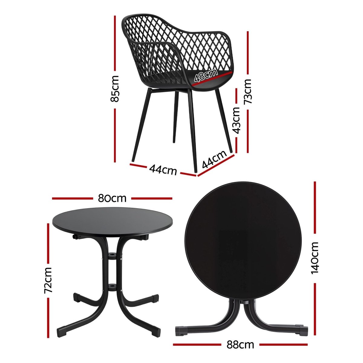 Gardeon 5PCS Outdoor Dining Set Table and Chairs Patio Furniture Garden Diamond Black | Furniture > Outdoor > Outdoor Dining Sets