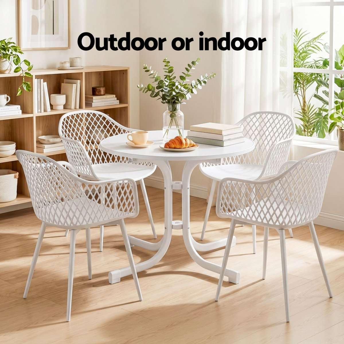 Gardeon 5PCS Outdoor Dining Set Table and Chairs Patio Furniture Garden Diamond White | Furniture > Outdoor > Outdoor Dining Sets