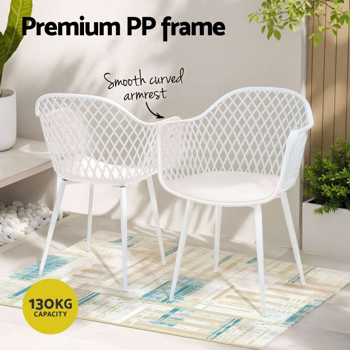 Gardeon 5PCS Outdoor Dining Set Table and Chairs Patio Furniture Garden Diamond White | Furniture > Outdoor > Outdoor Dining Sets