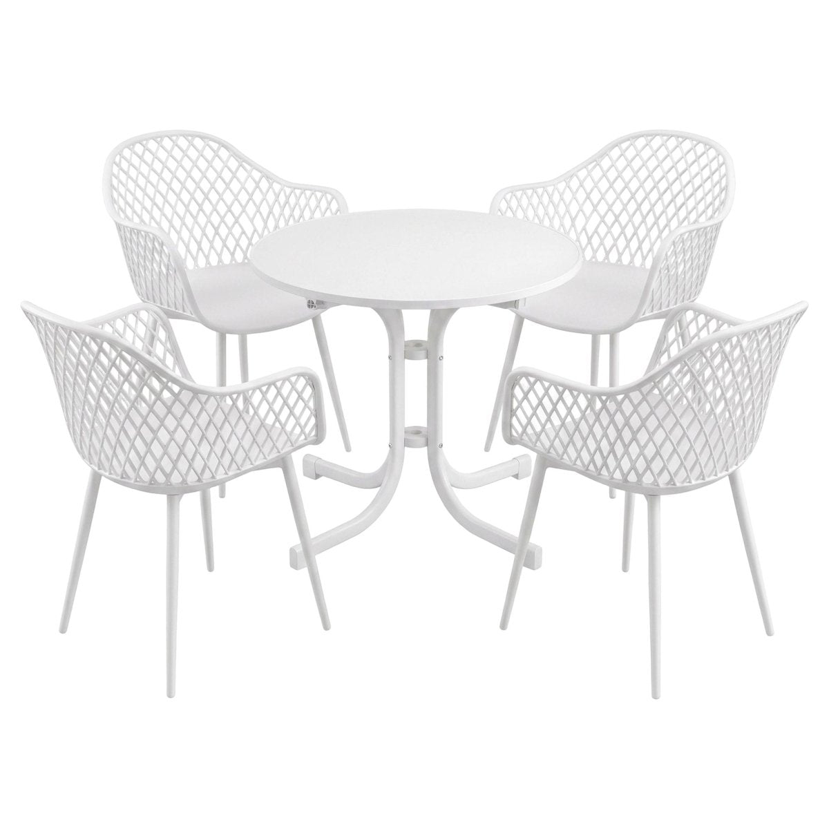 Gardeon 5PCS Outdoor Dining Set Table and Chairs Patio Furniture Garden Diamond White | Furniture > Outdoor > Outdoor Dining Sets