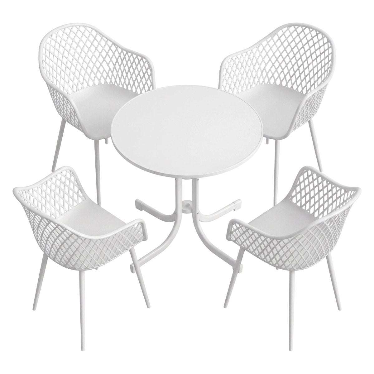 Gardeon 5PCS Outdoor Dining Set Table and Chairs Patio Furniture Garden Diamond White | Furniture > Outdoor > Outdoor Dining Sets