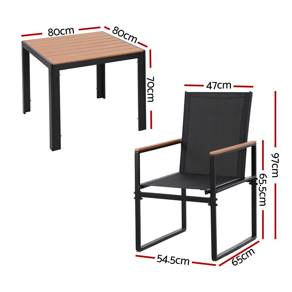 Gardeon 5PCS Outdoor Dining Set Table and Chairs Patio Garden Furniture Bistro Set | Outdoorium