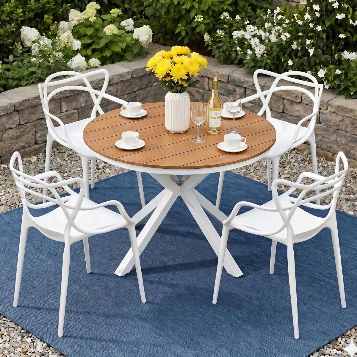 Gardeon 5PCS Outdoor Dining Set Table and Chairs Patio Garden Furniture Entwine | Furniture > Outdoor > Outdoor Dining Sets