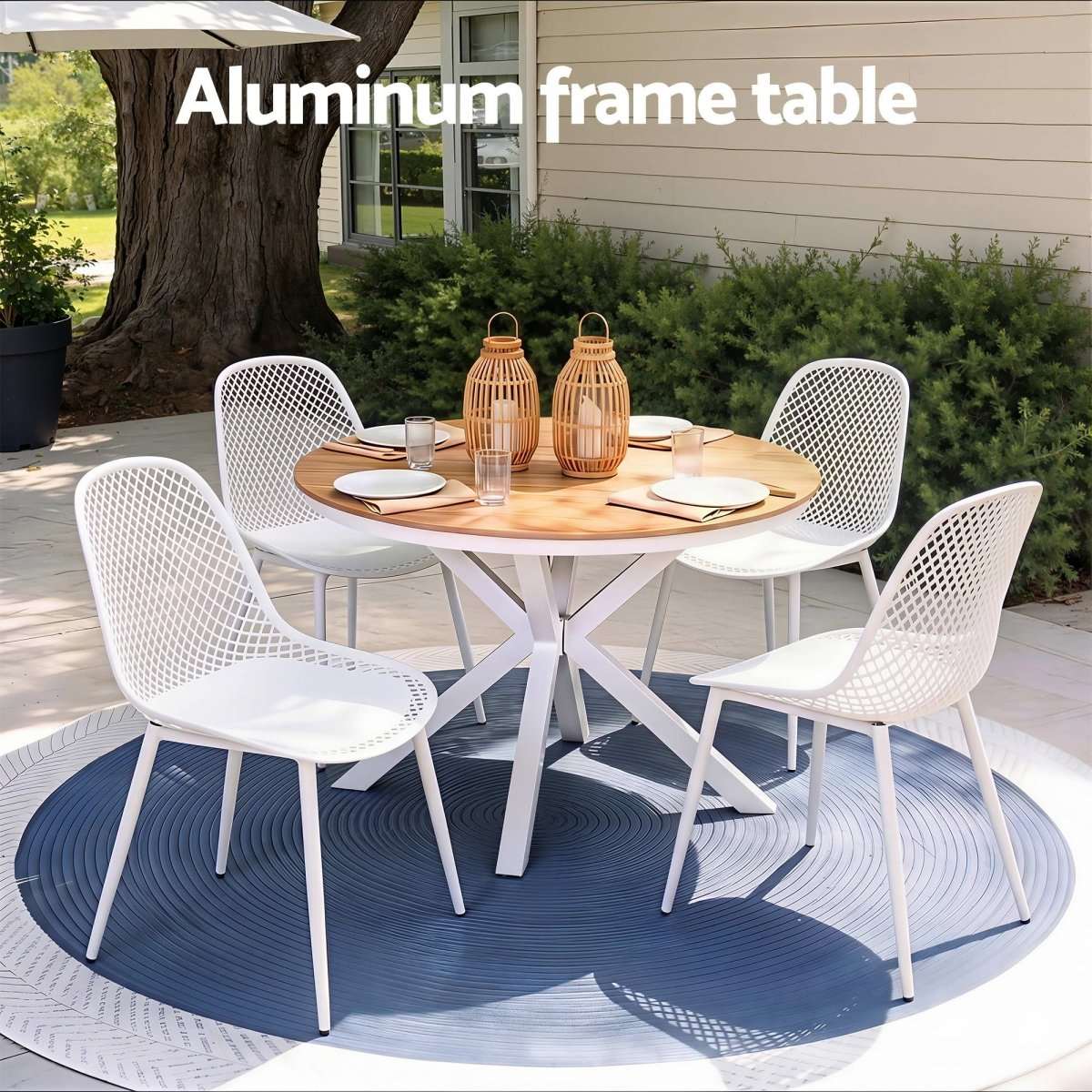 Gardeon 5PCS Outdoor Dining Set Table and Chairs Patio Garden Furniture Lattice | Furniture > Outdoor > Outdoor Dining Sets