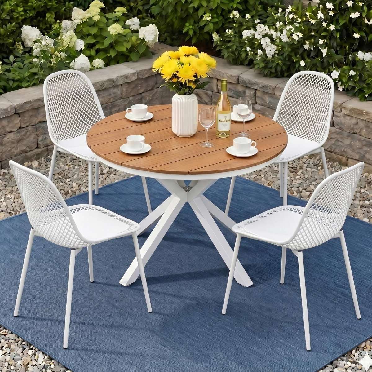 Gardeon 5PCS Outdoor Dining Set Table and Chairs Patio Garden Furniture Lattice | Furniture > Outdoor > Outdoor Dining Sets