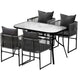 Gardeon 5PCS Outdoor Dining Set Table and Chairs Rope Patio Furniture Garden Black | Outdoorium