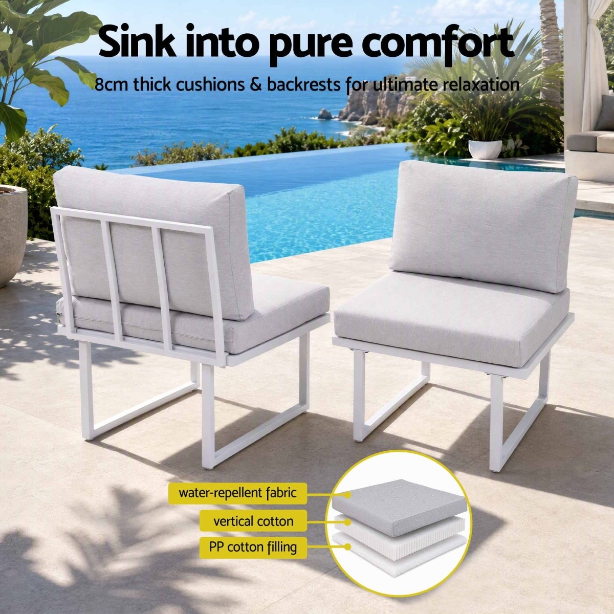 Gardeon 6-Seater Outdoor Dining Sofa Set - White