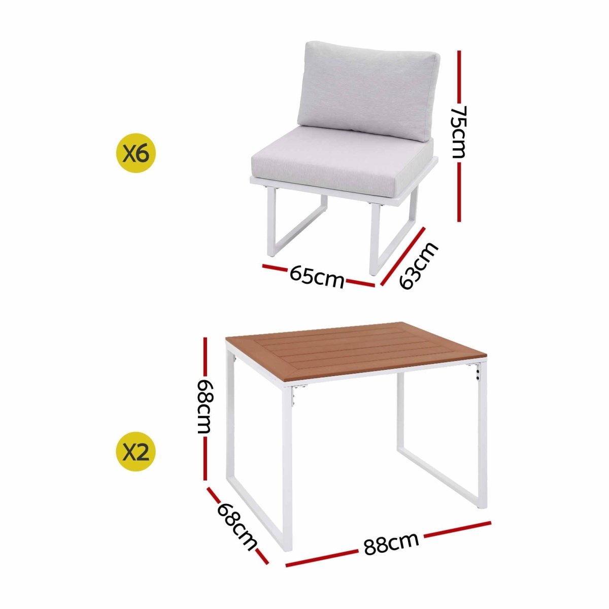 Gardeon 6-Seater Outdoor Dining Sofa Set - White
