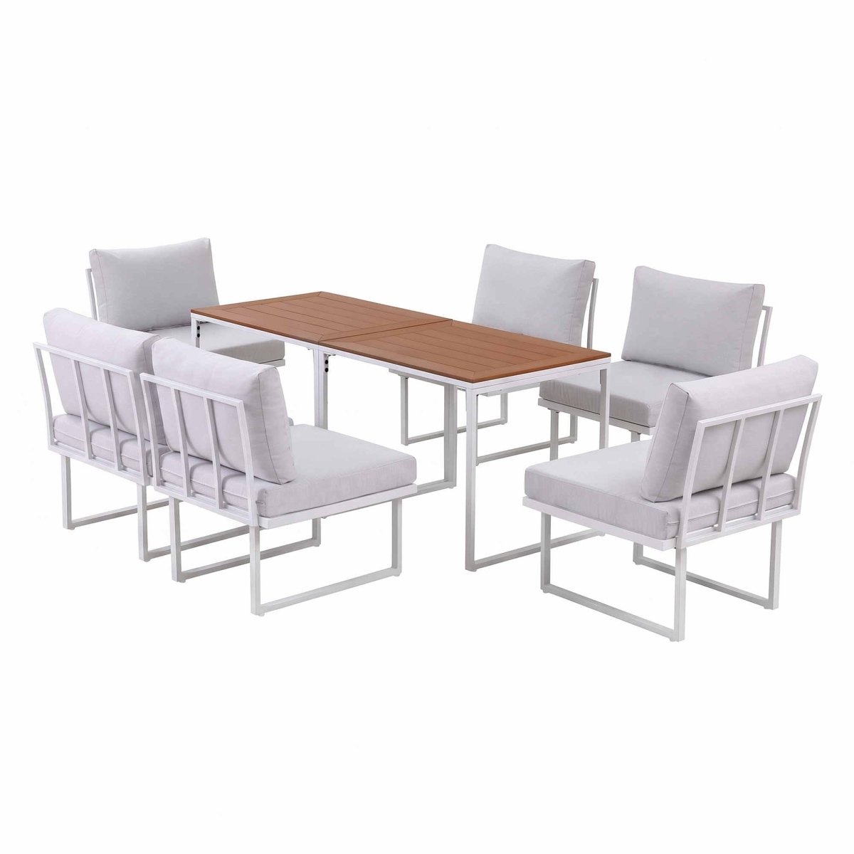 Gardeon 6-Seater Outdoor Dining Sofa Set - White