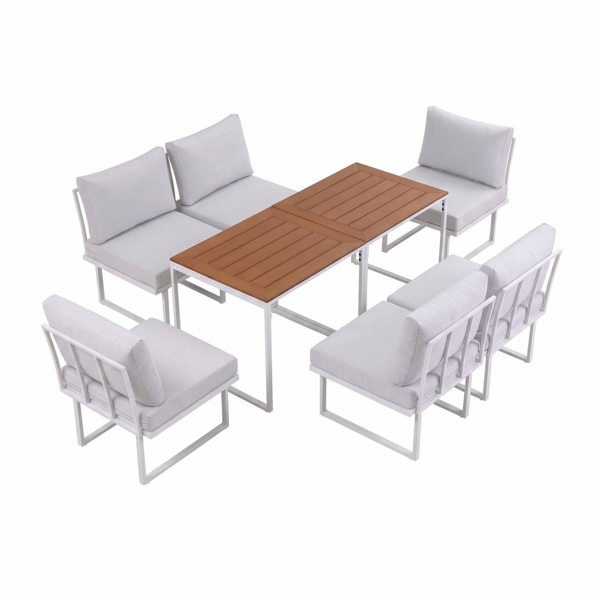 Gardeon 6-Seater Outdoor Dining Sofa Set - White