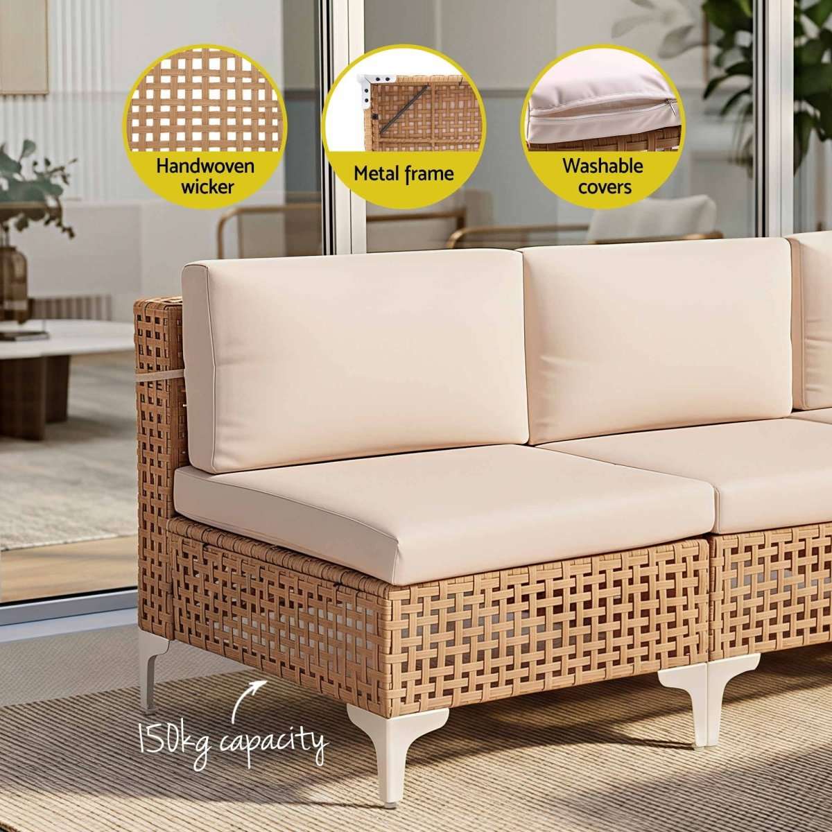 Gardeon 6 Seater Outdoor Sofa Set 7PCS Table Chair Set Garden Rattan Patio Furniture | Furniture > Outdoor > Outdoor Sofas & Lounge Sets