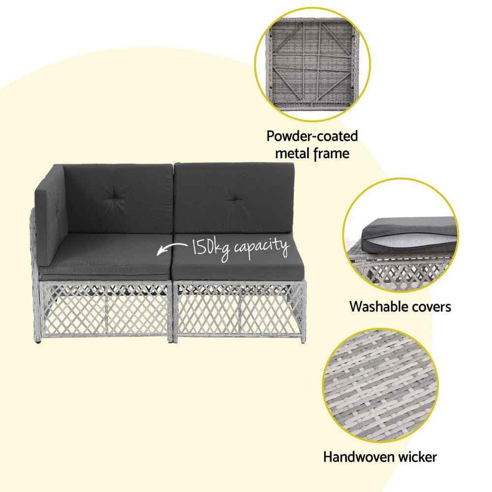 Gardeon 6 Seater Outdoor Sofa Set 7PCS Table Chair Set Garden Rattan Patio Furniture | Outdoorium