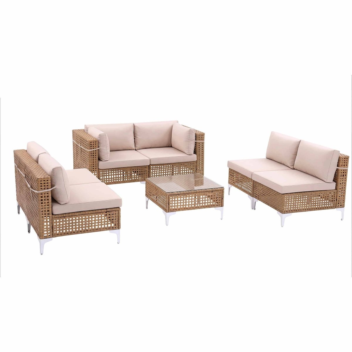 Gardeon 6 Seater Outdoor Sofa Set 7PCS Table Chair Set Garden Rattan Patio Furniture | Furniture > Outdoor > Outdoor Sofas & Lounge Sets