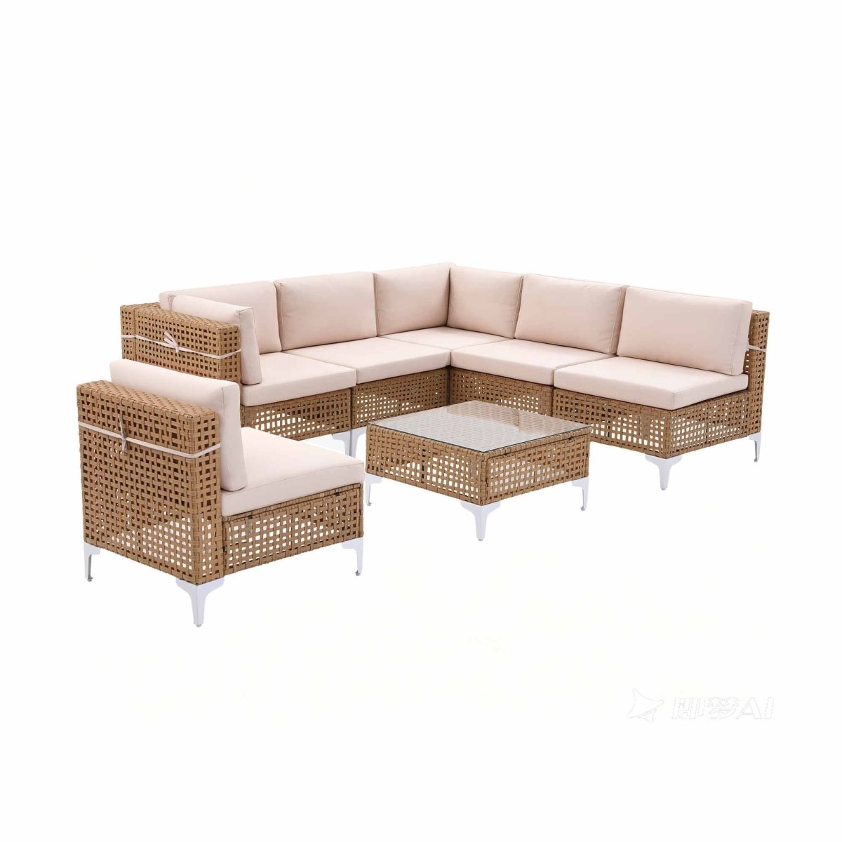 Gardeon 6 Seater Outdoor Sofa Set 7PCS Table Chair Set Garden Rattan Patio Furniture | Furniture > Outdoor > Outdoor Sofas & Lounge Sets