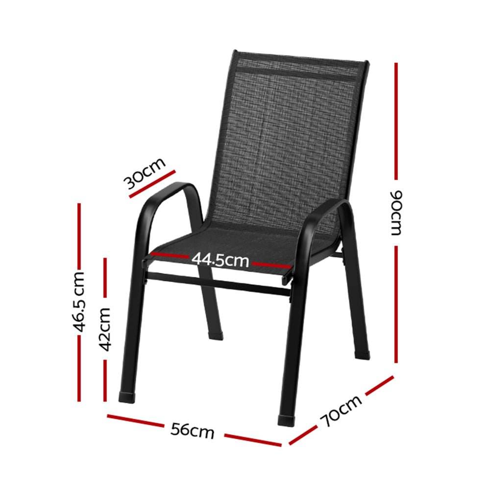 Gardeon 6PC Outdoor Dining Chairs Stackable Lounge Chair Patio Furniture Black | Outdoorium
