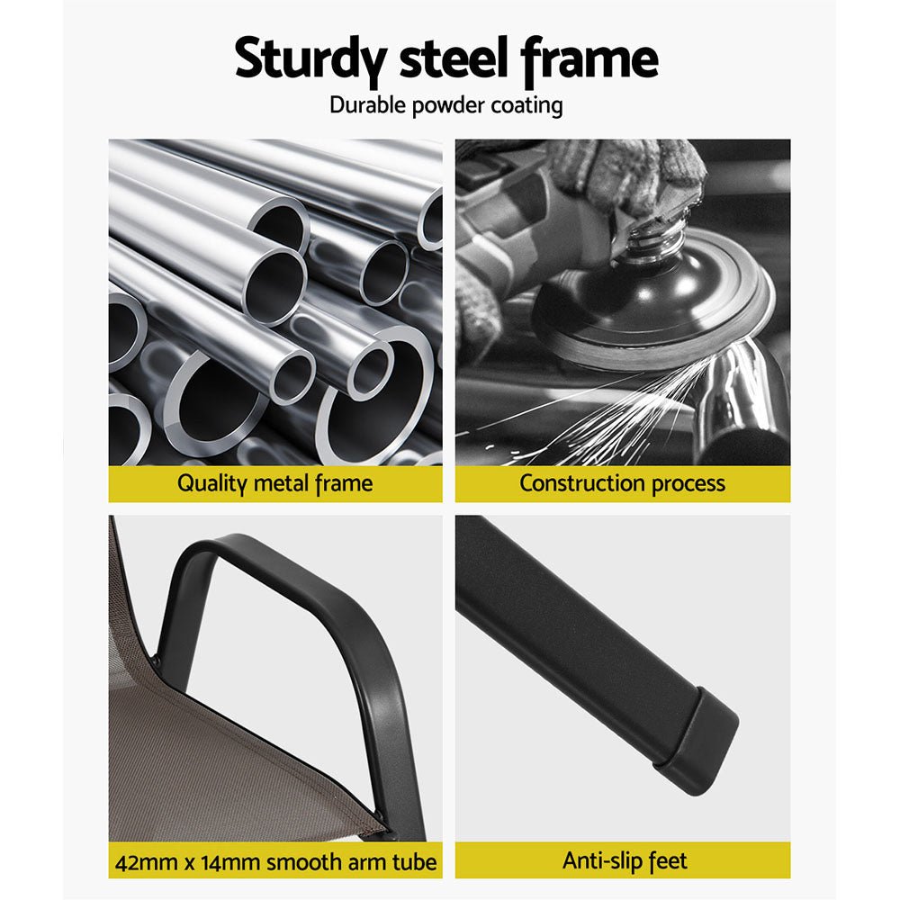 Gardeon 6PC Outdoor Dining Chairs Stackable Lounge Chair Patio Furniture Brown | Outdoorium