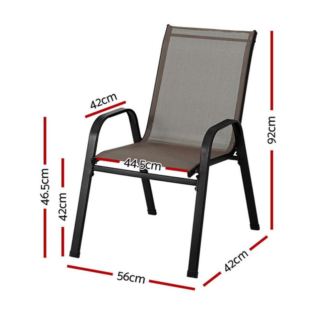 Gardeon 6PC Outdoor Dining Chairs Stackable Lounge Chair Patio Furniture Brown | Outdoorium