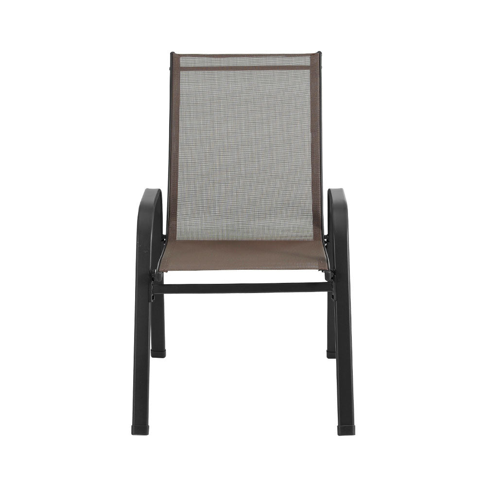 Gardeon 6PC Outdoor Dining Chairs Stackable Lounge Chair Patio Furniture Brown | Outdoorium
