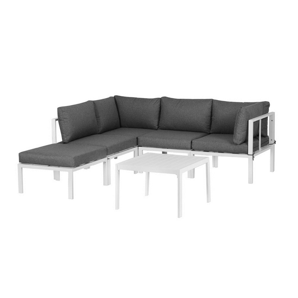 Gardeon 6PCS Outdoor Sofa Set Aluminium Table and Chairs Lounge Patio Furniture | Outdoorium