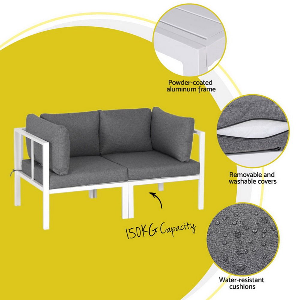 Gardeon 6PCS Outdoor Sofa Set Aluminium Table and Chairs Lounge Patio Furniture | Outdoorium