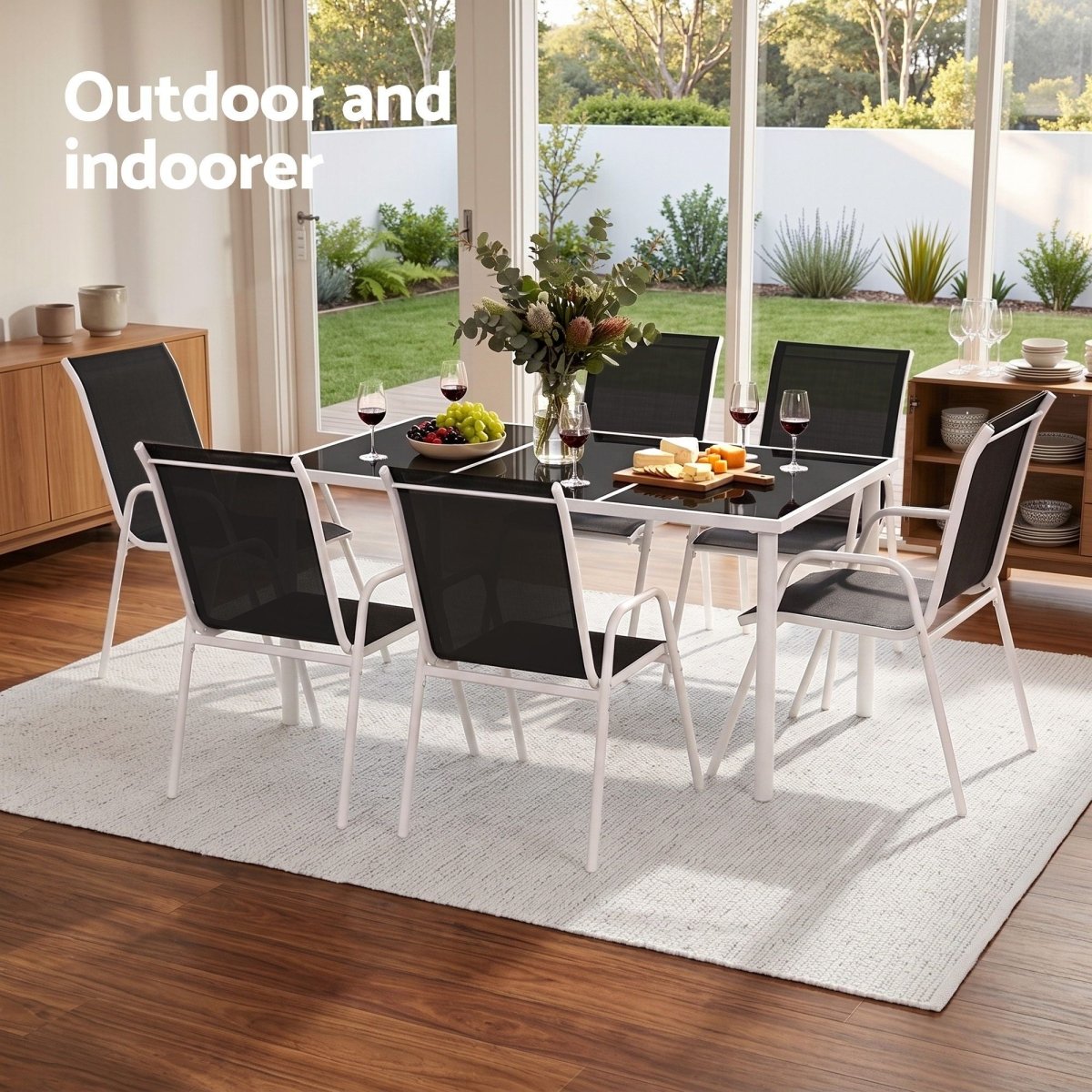 Gardeon 7-Piece Outdoor Dining Set - Black