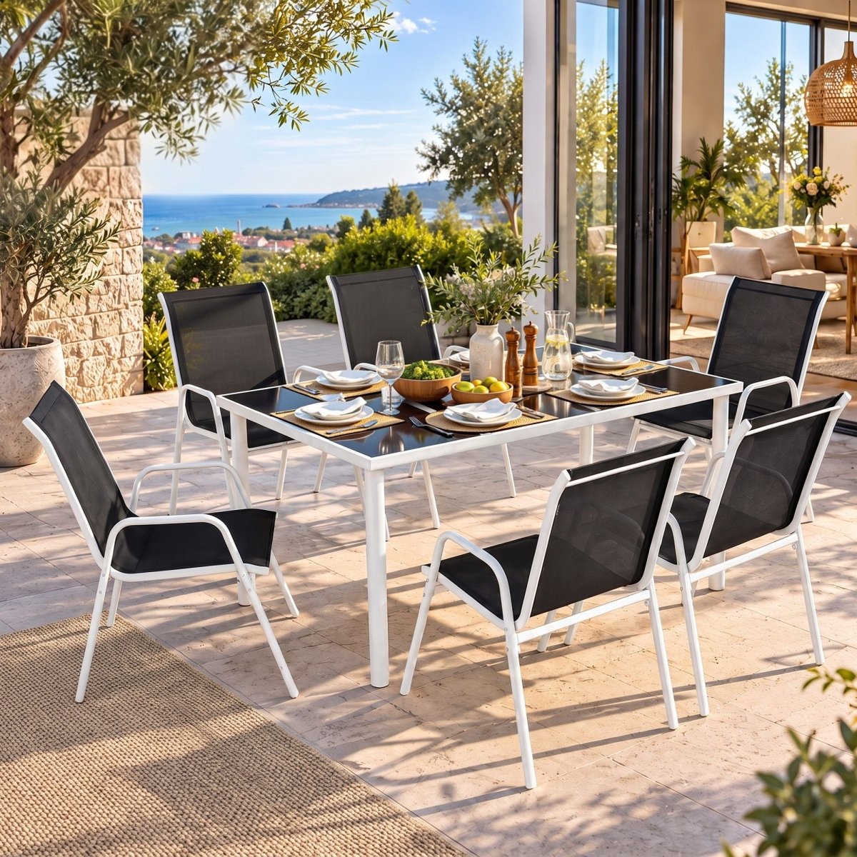 Gardeon 7-Piece Outdoor Dining Set - Black
