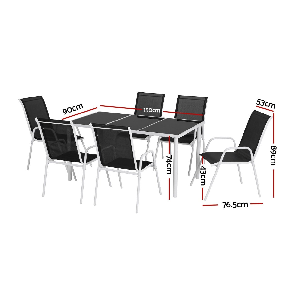 Gardeon 7-Piece Outdoor Dining Set - Black