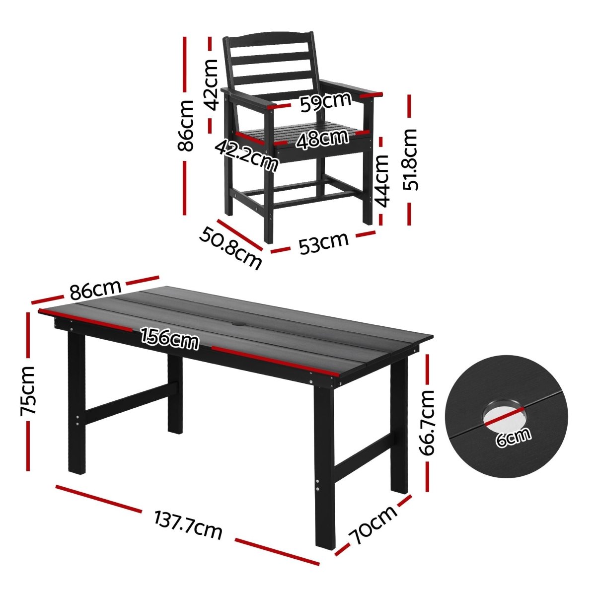Gardeon 7 Piece Outdoor Dining Set Patio HDPE Table and Chairs Garden Furniture | Furniture > Outdoor > Outdoor Dining Sets