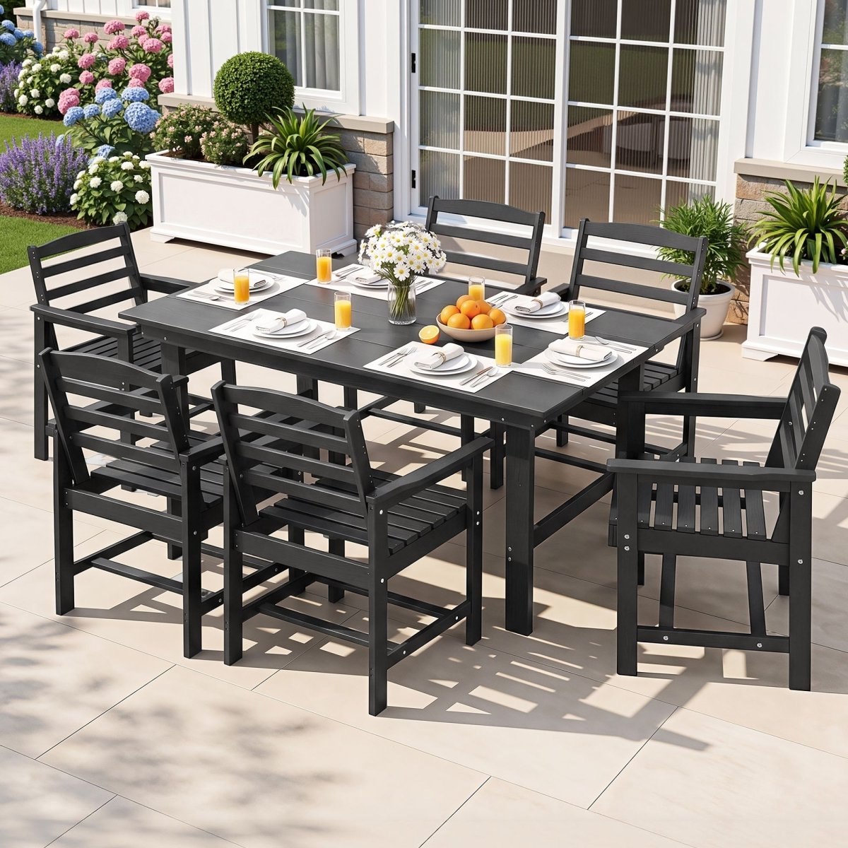 Gardeon 7 Piece Outdoor Dining Set Patio HDPE Table and Chairs Garden Furniture | Furniture > Outdoor > Outdoor Dining Sets