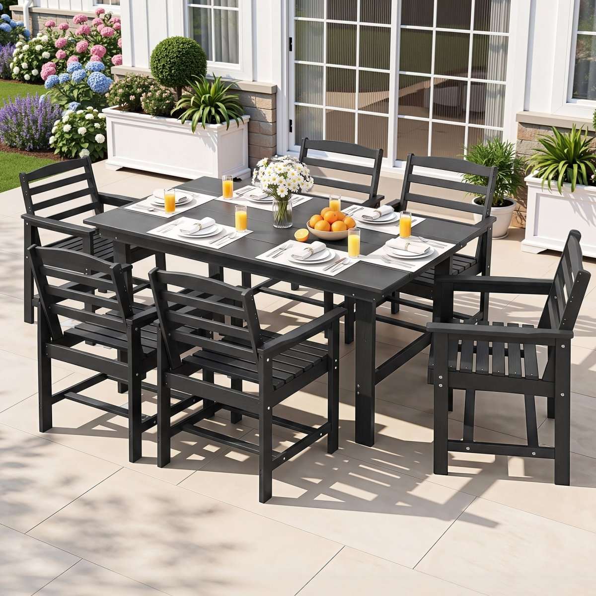 Gardeon 7 Piece Outdoor Dining Set Patio HDPE Table and Chairs Garden Furniture | Furniture > Outdoor > Outdoor Dining Sets