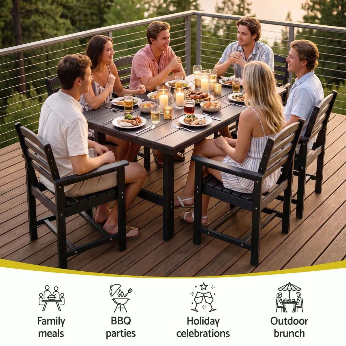 Gardeon 7 Piece Outdoor Dining Set Patio HDPE Table and Chairs Garden Furniture | Furniture > Outdoor > Outdoor Dining Sets