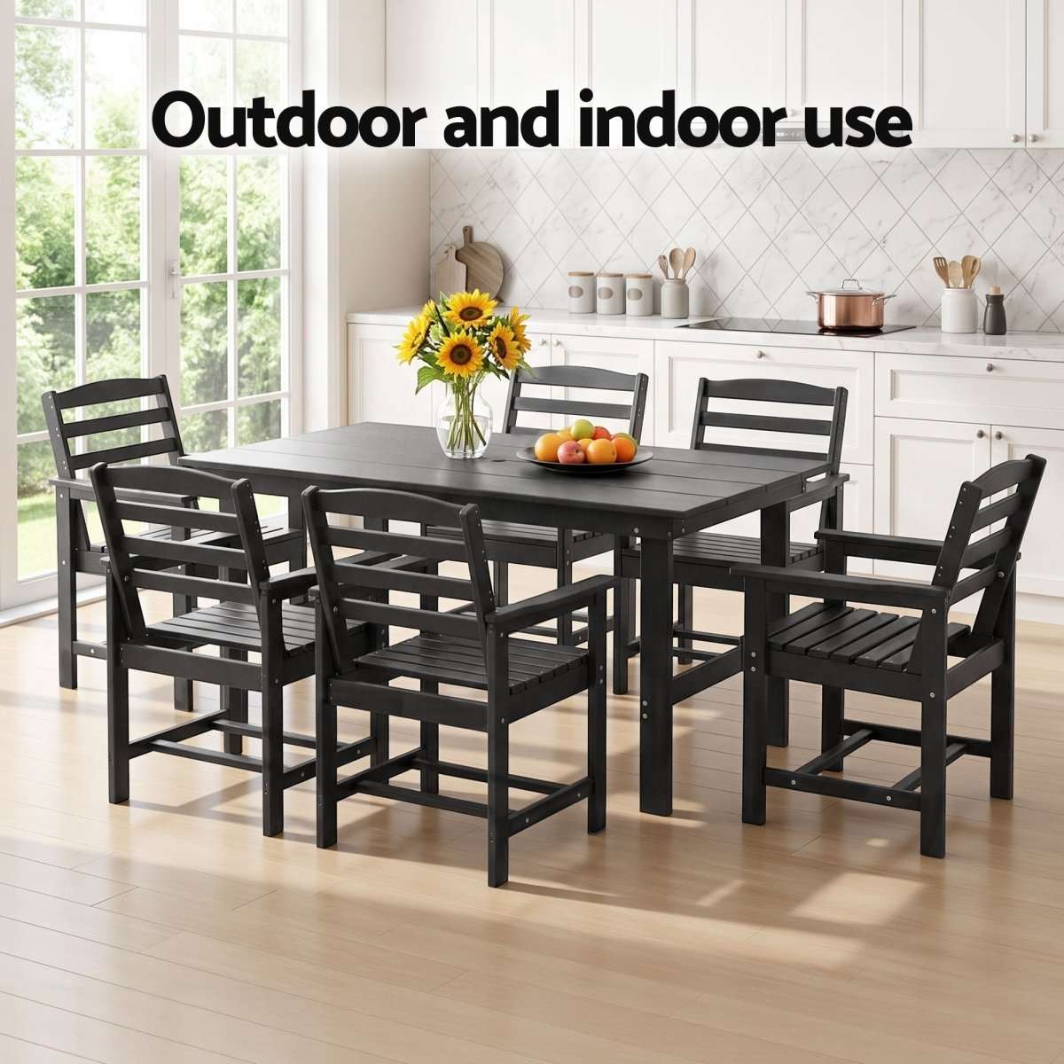 Gardeon 7 Piece Outdoor Dining Set Patio HDPE Table and Chairs Garden Furniture | Furniture > Outdoor > Outdoor Dining Sets