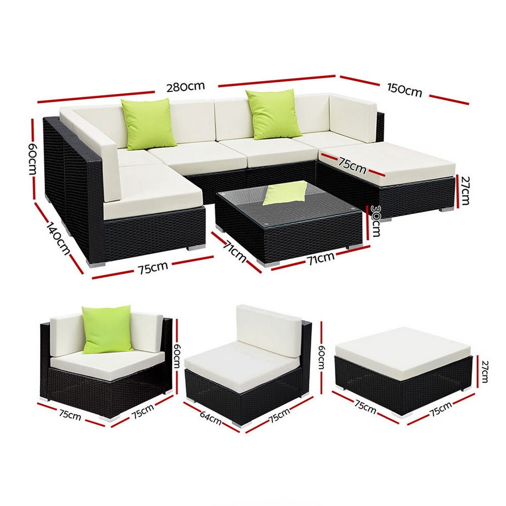 Gardeon 7-Piece Outdoor Sofa Set Wicker Couch Lounge Setting Cover | Furniture > Outdoor