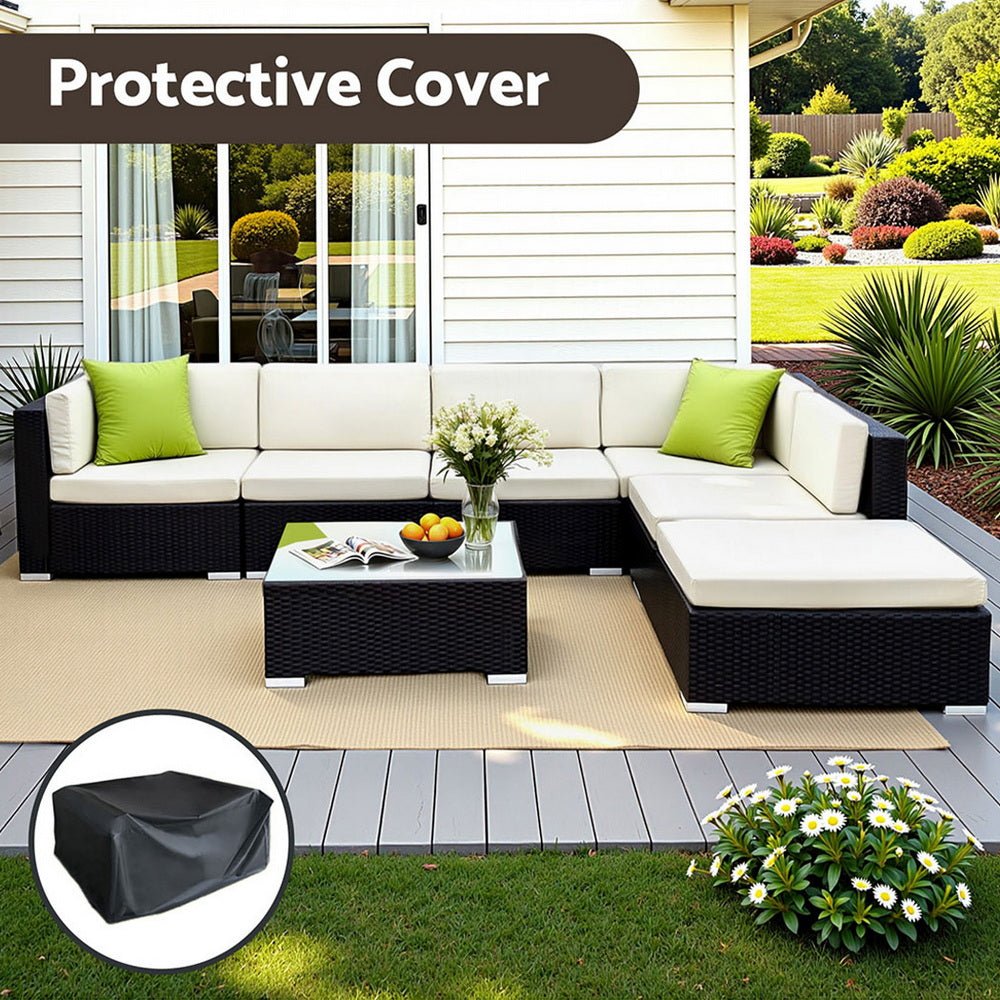 Gardeon 7-Piece Outdoor Sofa Set Wicker Couch Lounge Setting Cover | Furniture > Outdoor