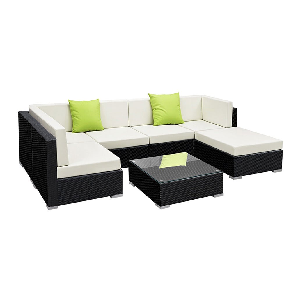 Gardeon 7-Piece Outdoor Sofa Set Wicker Couch Lounge Setting Cover | Furniture > Outdoor