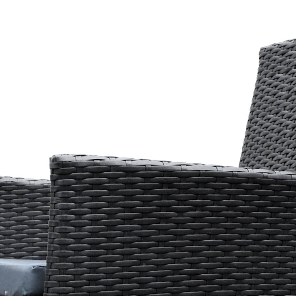 Gardeon 7-Piece Wicker Outdoor Dining Set - Black