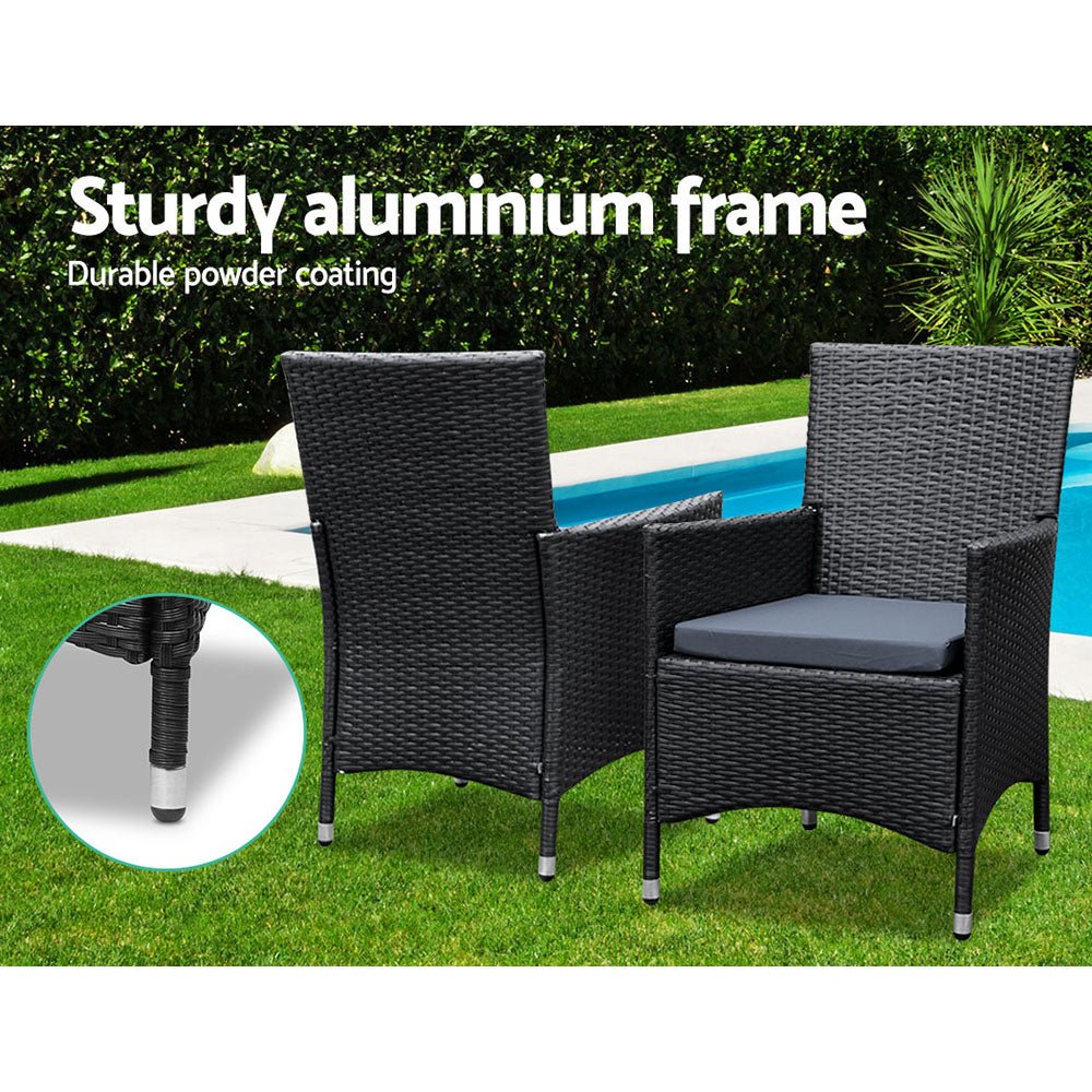 Gardeon 7-Piece Wicker Outdoor Dining Set - Black