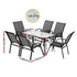 Gardeon 7PC Outdoor Dining Set Table and Chairs Patio Furniture Bistro Set Garden Grey | Outdoorium