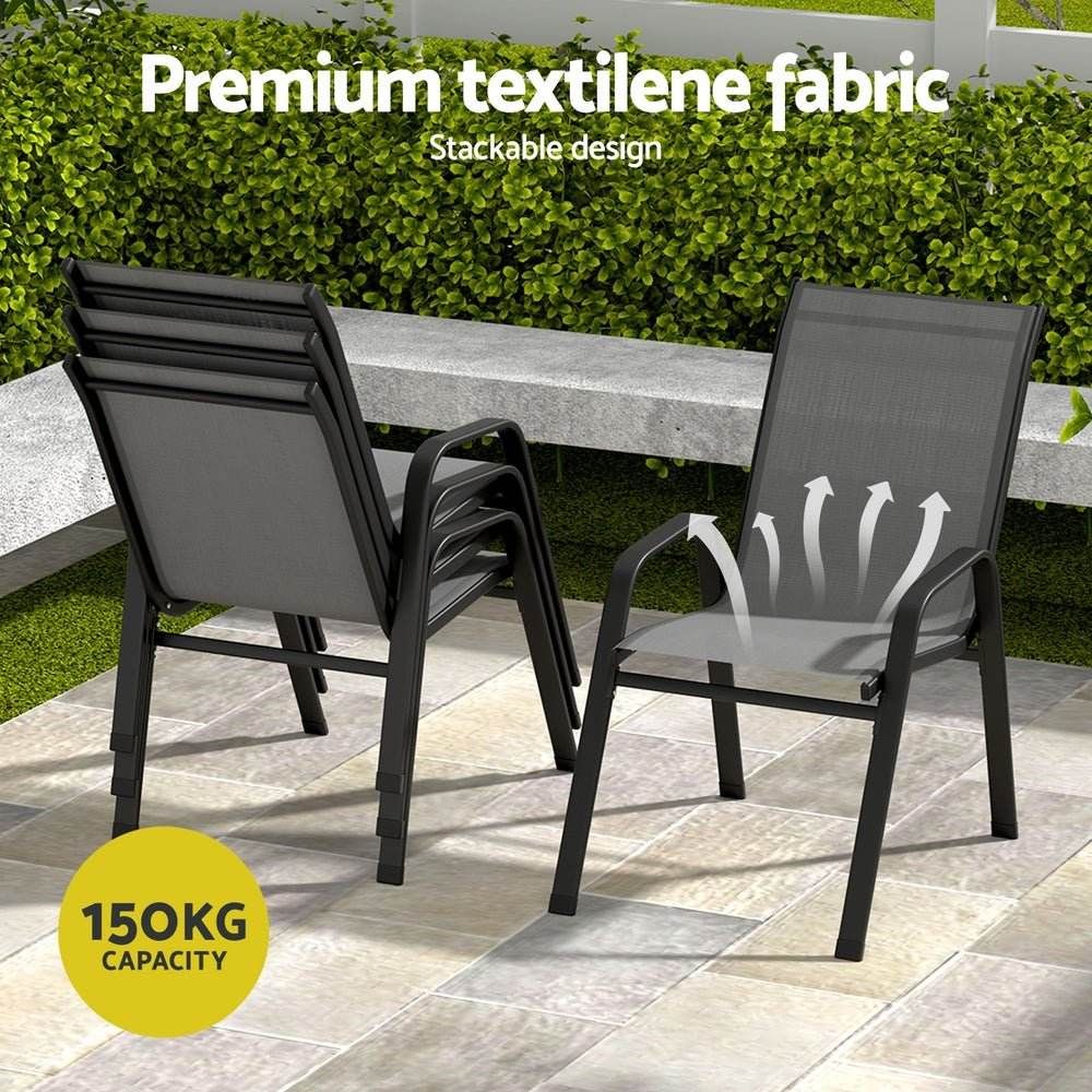Gardeon 7PC Outdoor Dining Set Table and Chairs Patio Furniture Bistro Set Garden Grey | Outdoorium