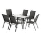 Gardeon 7PC Outdoor Dining Set Table and Chairs Patio Furniture Garden Bistro Set Black | Outdoorium