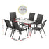 Gardeon 7PC Outdoor Dining Set Table and Chairs Patio Furniture Garden Bistro Set Black | Outdoorium