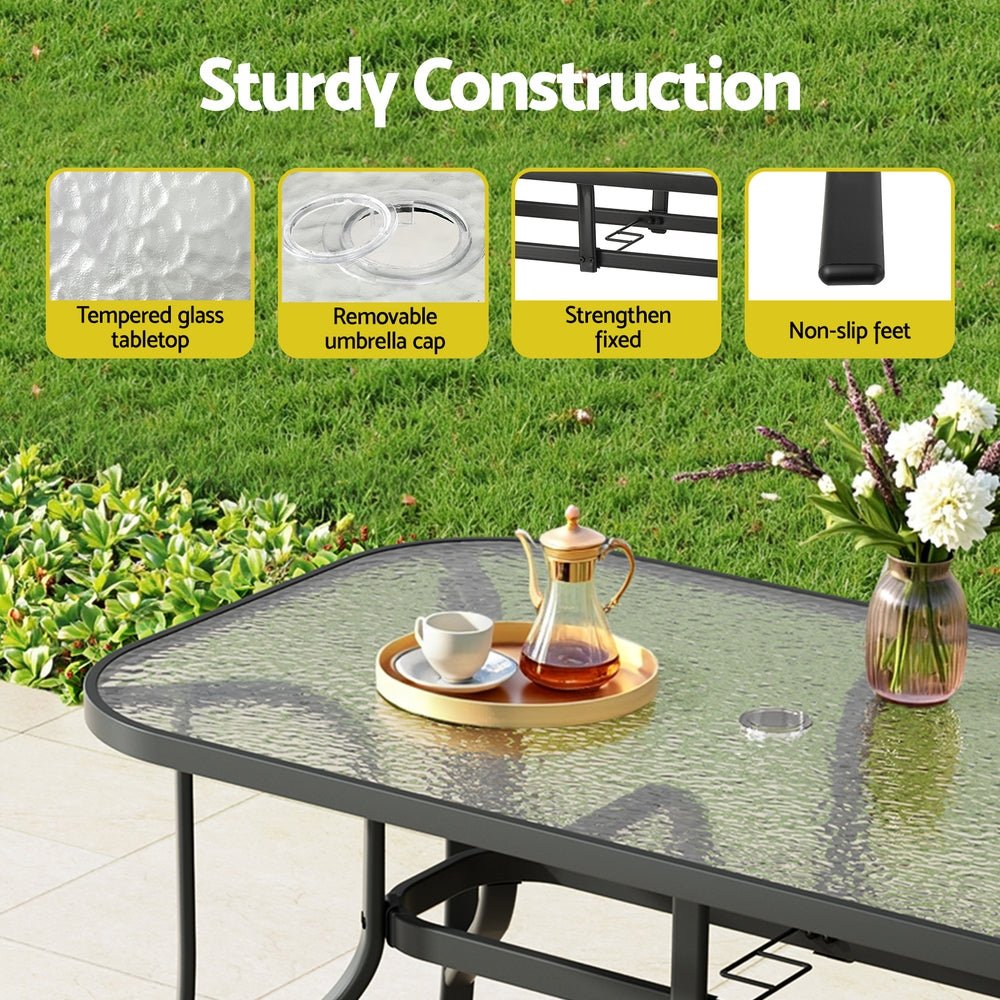 Gardeon 7PC Outdoor Dining Set Table and Chairs Patio Furniture Garden Bistro Set Black | Outdoorium